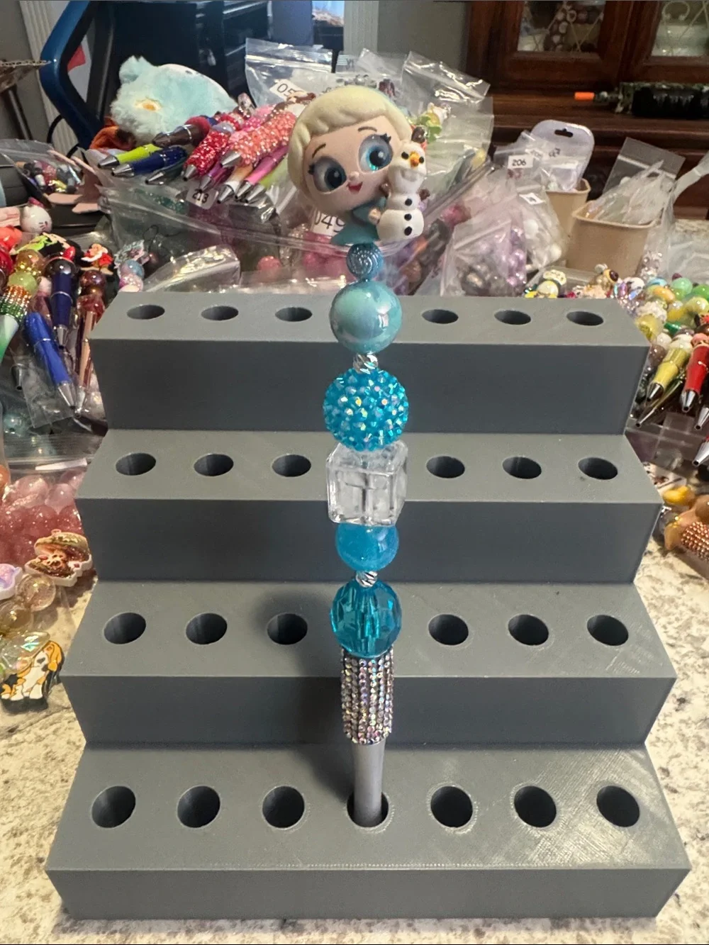 NWOT Disney Doorables Young Elsa with a tiny Olaf Beaded Pen Handmade by Me